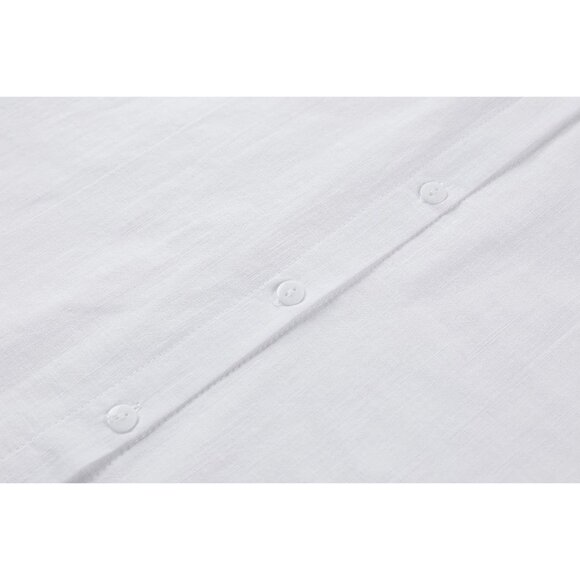 Women's Cotton Linen Button Down Shirt V Neck Long Sleeve Casual Loose Top - Picture 8 of 9